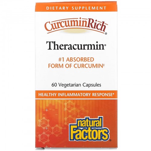 Natural Factors, CurcuminRich, Theracurmin, куркумин, 60 вегетарианских капсул Natural Factors, CurcuminRich, Theracurmin, куркумин, 60 вегетарианских капсул